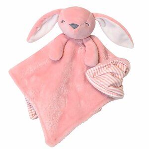 2022 Carter's Pink Bunny Rabbit Stripes #68300 Security Lovey Blanket 13" X 14"